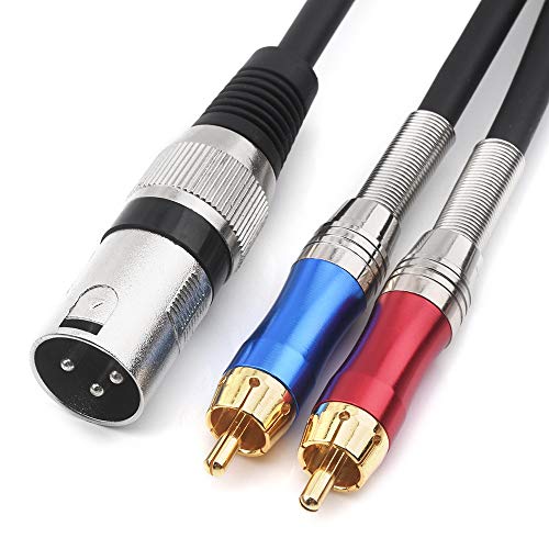 Product Cover TISINO Dual RCA to XLR Male Y Splitter Patch Cable, Unbalanced 2 RCA/Phono Plug to 1 XLR Splitter Duplicator Lead Y-Cable Adapter -5feet/1.5m