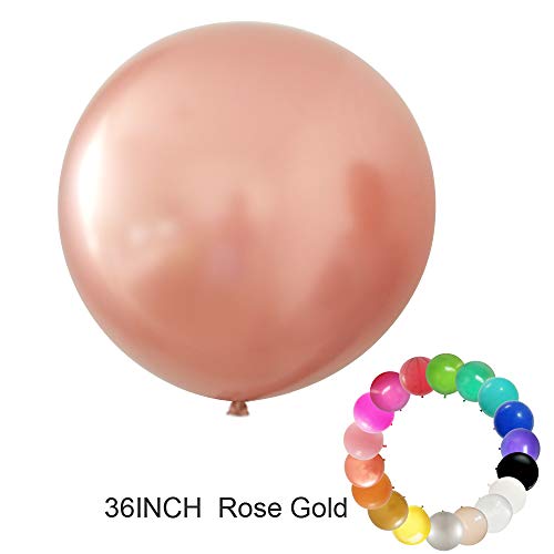 Product Cover CY Mylar 36 Inch Giant Latex Balloons 6pcs High Quality Round Balloons Large Balloons for Baby Shower/Photo Shoot/Birthday/Wedding Party/Festival/Event/Carnival/Christmas Decorations (Rose Gold)