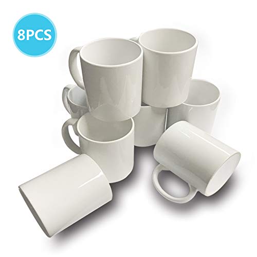 Product Cover 11 OZ Mug 8 PCS Sublimation Blank Mugs White Coated Ceramic Cups DIY Mugs for Coffee Milk Tea