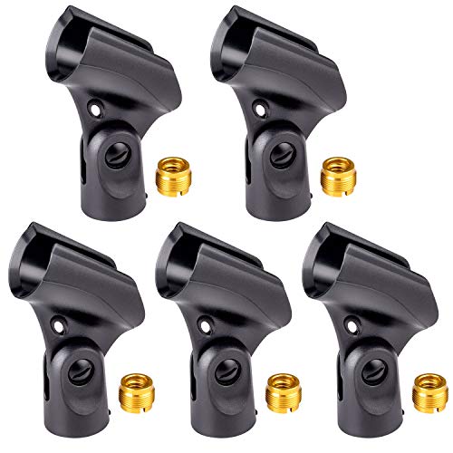 Product Cover 5 Pack Universal Microphone Clip Holder with Nut Adapters 5/8