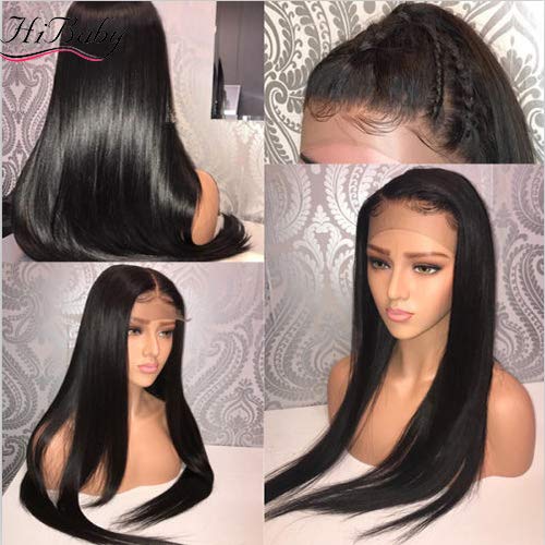 Product Cover Straight 13x6 Lace Front Human Hair Wigs With Baby Hair For Black Women Deep Parting Remy Hair Glueless Lace Front Wig Pre Plucked With 8 inch (132g)
