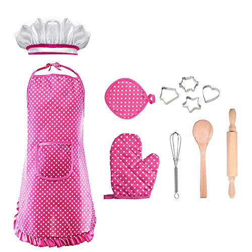 Product Cover Best Popular Toys for 3-8 Year Old Girls, Chef Costume Set for Kids Girls Cooking Game for Kids Girls Baking Set for Kids Girls Easter Christmas Stocking Stuffers Gifts for Girls Age 3-8 Pink DMCF1