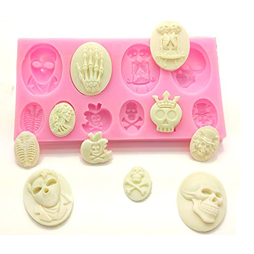 Product Cover Gdeal Halloween Skull Skeleton Fondant Silicone Cake Decoration Mould Chocolate Mould Sugar Icing Gumpaste Kitchen DIY Baking Tools