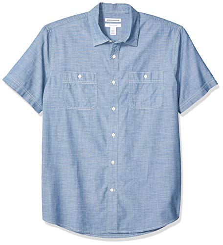 Product Cover Amazon Essentials Men's Regular-fit Short-Sleeve Chambray Shirt