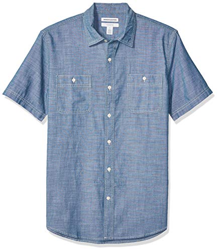 Product Cover Amazon Essentials Men's Slim-fit Short-Sleeve Chambray Shirt