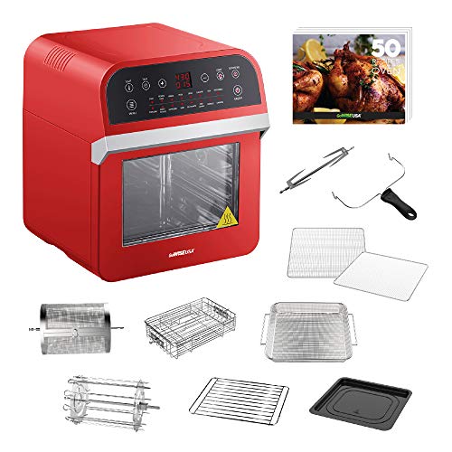 Product Cover GoWISE USA GW44801 Deluxe 12.7-Quarts 15-in-1 Electric Air Fryer Oven w/Rotisserie and Dehydrator + 50 Recipes (Red)