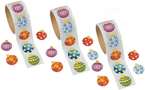 Product Cover Fun Express Paper Ornament Sticker Rolls | 300 Count | Great for Christmas-Themed Scrapbooking and Embellishments