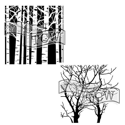 Product Cover Crafter's Workshop Stencil 2 Pack, Reusable Stenciling Templates for Art Journaling, Mixed Media, and Scrapbooking, TCW252 Aspen Trees & TCW251 Branches Reversed