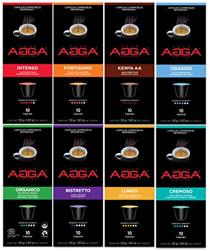 Product Cover Agga Coffee, Espresso Variety Pack, 80 Nespresso OriginalLine Compatible Capsules