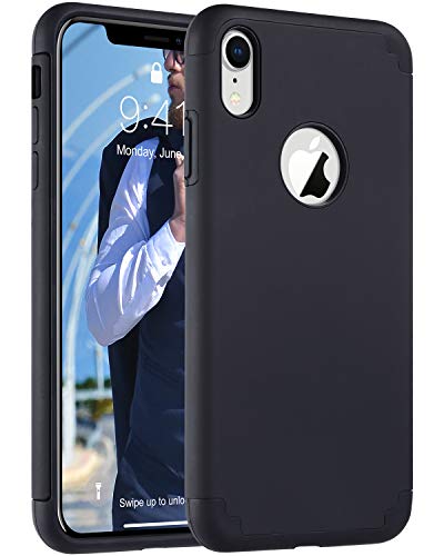 Product Cover ULAK iPhone XR Case, Slim Fit Dual Layer Hybrid Hard PC Back Cover with Shock Absorption Soft Silicone Interior Anti Scratch Protective Case for iPhone XR 6.1 inch, Black