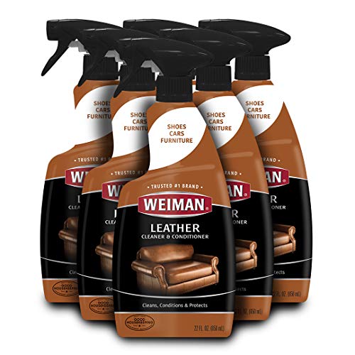 Product Cover Weiman Leather Cleaner and Conditioner - 22 Ounce (6 Pack) Non Toxic Restores Leather Surfaces - UV Protectants Help Prevent Cracking or Fading of Leather Furniture, Car Seats, Shoes, Purses
