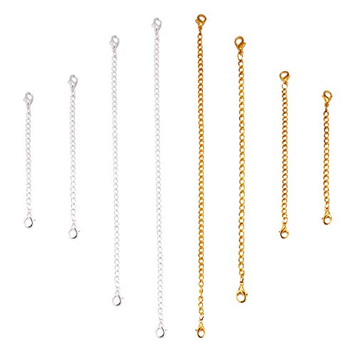 Product Cover Tiparts 8 pcs Necklace Extender Bracelet Extender Gold Silver Chains Set with Lobster Clasps,Length: 6