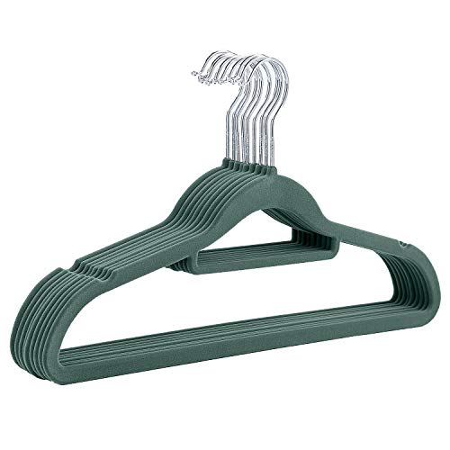 Product Cover CRESNEL Non-Slip Velvet Clothes Hanger - Set of 50 - Heavy Duty - Green