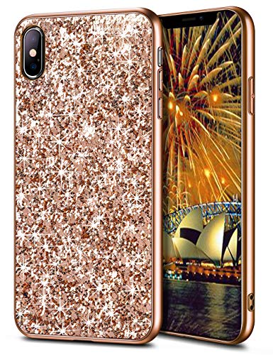 Product Cover WOLLONY iPhone Xs Max Case,Ultra Slim iPhone Xs Max Bling Shiny Glitter Case for Girl Hybrid TPU Shock-Absorption Bumper Sparkle Hard Back Cover for iPhone Xs Max 6.5inch 2018 - Champagne