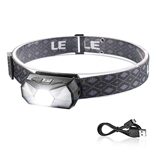 Product Cover LE LED Rechargeable Headlamp, Headlight Flashlight with 7 Light Modes, IPX4 Waterproof, Adjustable for kids and adults, Perfect for Running, Hiking, Reading Camping and Fishing, USB Cable Included
