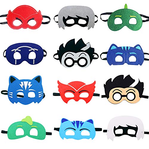 Product Cover TEEHOME Cartoon Hero Masks Party Favors for Kid (12 Packs) with All Characters - Birthday Party Masks for Children