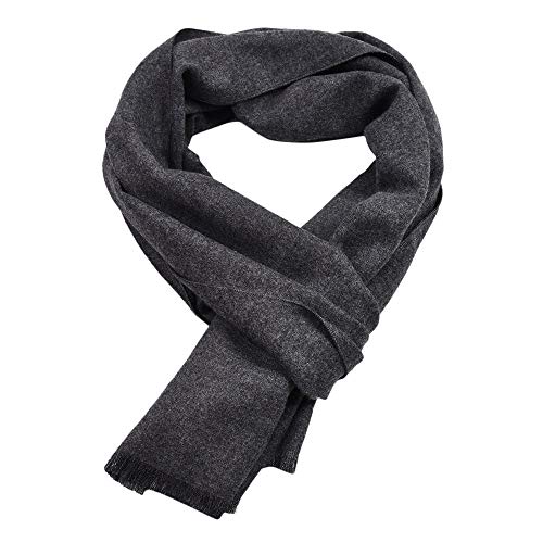 Product Cover Solid Warm Men Long Soft Neck Scarf Wrap Cozy Tassel Shawl Winter Elastic (dark grey)