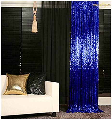 Product Cover Sequin Curtains 2 Panels Royal Blue 2FTx8FT Sequin Photo Backdrop Sequin Backdrop Curtain Pack of 2-1011E