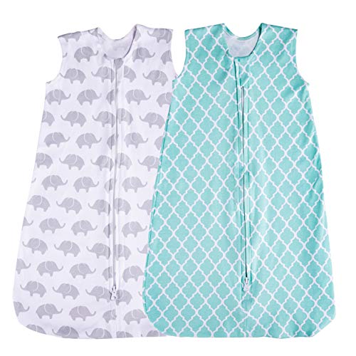 Product Cover Jomolly Baby Sleeping Sack, 2 Pack Wearable Blanket (Mint & Elephant) (6-12 Months)