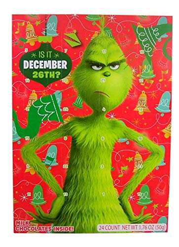 Product Cover Dr. Seuss' The Grinch Christmas Holiday Countdown Advent Calendar with 24 MIlk Chocolates, 1.76 oz