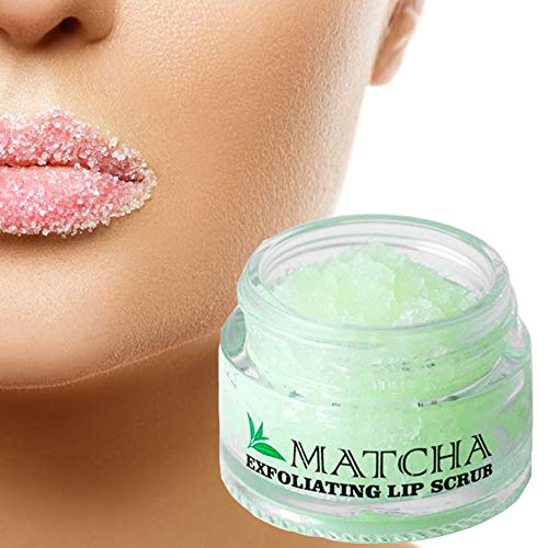 Product Cover Exfoliating Green Tea Matcha Sugar Lip Scrub, Hydrating Treatment for Dry, Chapped & Cracked Lips, Best Peeling Solution For Plump, Younger Looking Lips, Anti-Wrinkle, Anti-Aging Lip Face Polish