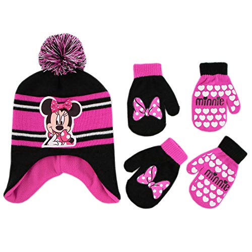 Product Cover Disney Minnie Mouse Hat and 2 Pair Mittens Cold Weather Set, Toddler Girls, 2-4