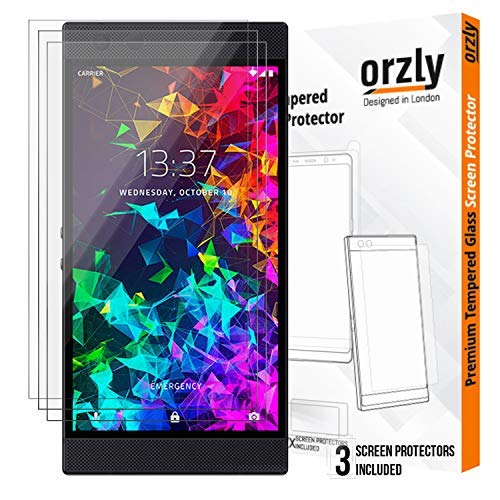 Product Cover Orzly Razer Phone 2 Screen Protector, Triple Pack of Tempered Glass Screen Protectors for Razer Phone 2, Full Screen Coverage (Fits Razer 2 Model only, not for Razer 1), Anti Scratch, Transparent