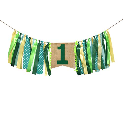 Product Cover Jungle Theme Baby First Birthday Party Highchair Banner Boy Girl High Chair Bunting Garland Decoration