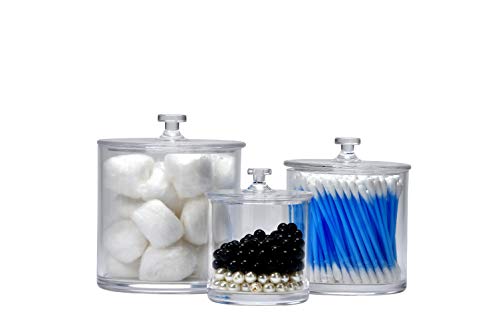 Product Cover Easyway Multifunctional Acrylic Jars - Plastic Jars - Great Home Decor Pieces - Apothecary Jars Large - Apothecary Jars Bathroom - Bath Bomb Holder (Pack of Three)