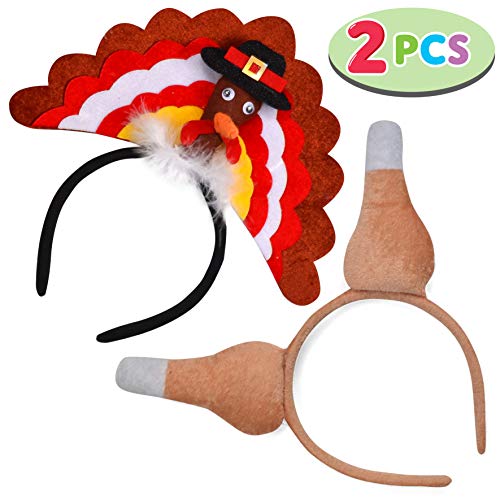 Product Cover Thanksgiving Turkey Headband and Drumsticks Headband Combo Set Holiday Party Accessories (One Size Fit All)