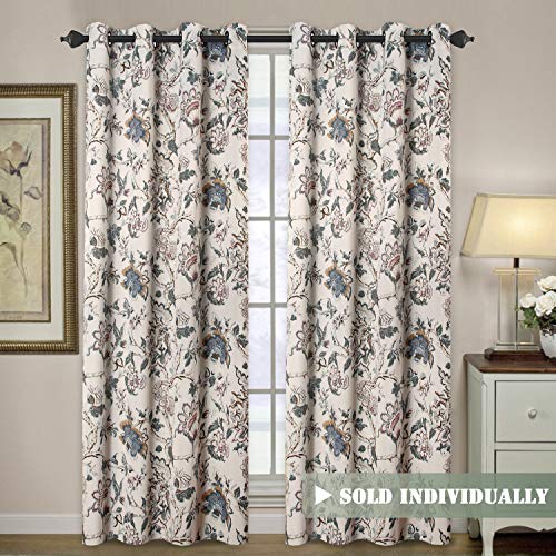 Product Cover H.VERSAILTEX Blackout Curtains for Living Room Thermal Insulated Curtain Drapes for Bedroom/Dining Vintage Floral Printed Grommet Draperies (1 Panel, 52