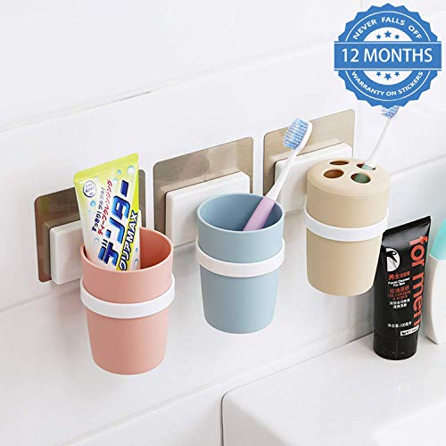 Product Cover HOKIPO Plastic Magic Sticker Series Self Adhesive Wall Mounted Toothpaste Toothbrush Holder for Bathroom