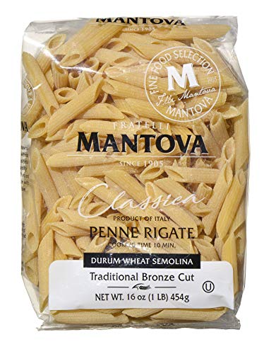 Product Cover Mantova Italian Bronze Die Penne Rigate Pasta - 100% Durum Wheat Semolina Bronze Die Penne Rigate - - Product Of Italy 16 Oz (Pack Of 12)