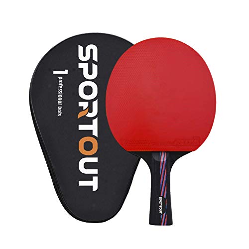 Product Cover Sportout Sriver-He Rubber Table Tennis Paddle, Professional Pingpong Racket with Case, 9-ply Wood and 8-ply Carbon Blade