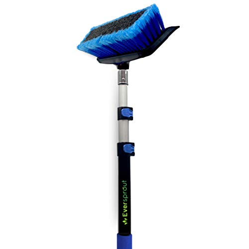 Product Cover EVERSPROUT 5-to-12 Foot Scrub Brush (20 Foot Reach) | Built-in Rubber Bumper | Lightweight Extension Pole Handle | Soft Bristles wash Car, RV, Boat, Solar Panel, Deck, Floor | Bumper Prevents Scratch