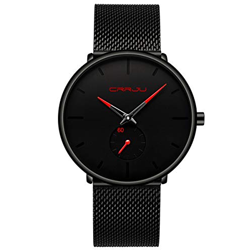 Product Cover Men's Watch Unisex Minimalist Watch Waterproof Watch Classic Gift Mesh with Red Pointer