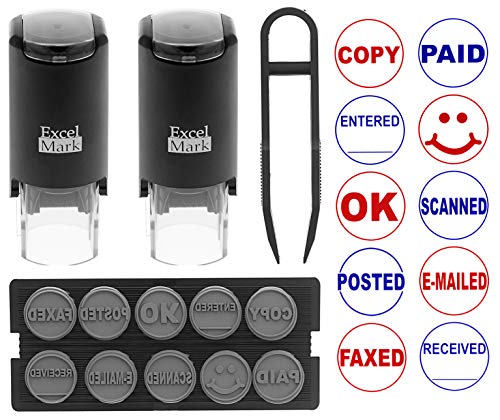 Product Cover ExcelMark A-17 DIY Self-Inking Rubber Office Stamp Kit - Red and Blue Ink