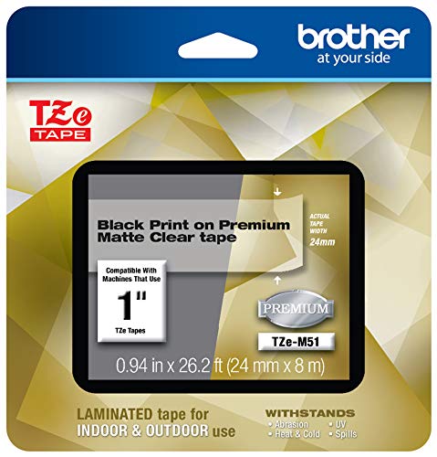 Product Cover Brother P-touch TZe-M51 Black Print on Premium Matte Clear Laminated Tape 24mm (0.94