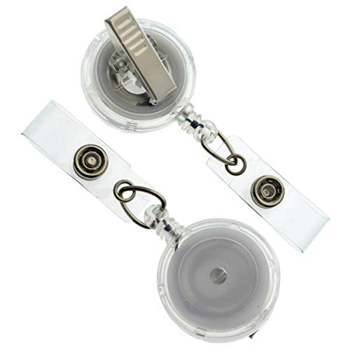 Product Cover 25 Pack - Premium Clear (Translucent) Retractable Badge Reels with Alligator Swivel Clip on Back by Specialist ID (Translucent Clear)