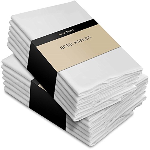 Product Cover Romano Cotton Dinner Napkins White - 12 Pack (20 inches x 20 inches) Soft and Comfortable - Durable Hotel Quality - Ideal for Events and Regular Home Use