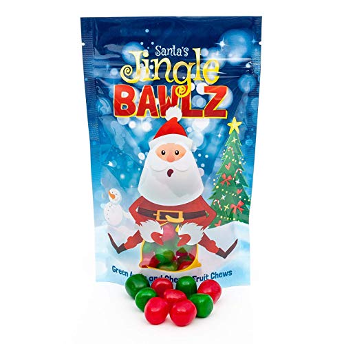 Product Cover Santa's Jingle Bawlz | Cherry and Green Apple Fruit Chews Candy | Perfect Holiday Gift! (Single Bag)