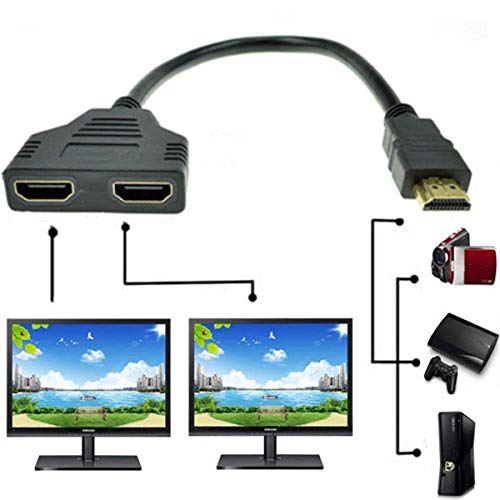 Product Cover Baihui 1080P HDMI Male to Dual HDMI Female 1 to 2 Way Splitter Cable Adapter Converter for DVD Players/PS3/HDTV/STB and Most LCD Projectors (Black)