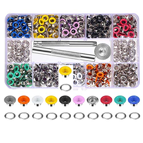 Product Cover Yakamoz 300 Set 6mm 1/4 Inch Multi-Color Grommets Kit Metal Eyelets Set with Installation Tool for DIY Project Craft Clothes Shoes for Shoes Clothes