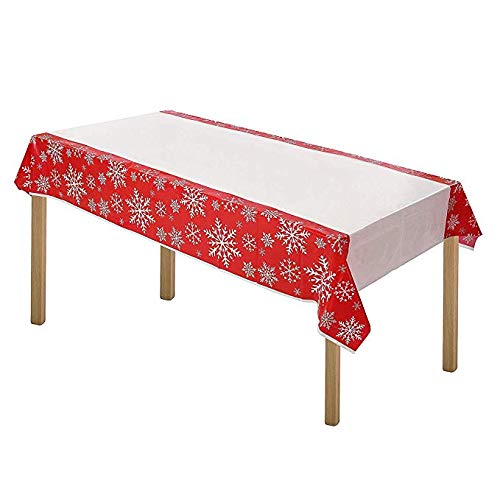 Product Cover ARTTHOME. Heavy Duty Gingham Checkered Tablecloth Premium Disposable Plastic Picnic Table Cover 54 Inch. x 108 Inch. Rectangle (6 Pack Holiday Red)