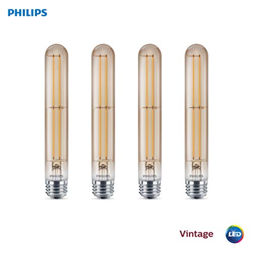 Product Cover Philips LED Dimmable T10 Vintage Bulb: 300-Lumen, 2000-Kelvin, 4.5 (40-Watt), E26 Medium Screw Base, Amber Light, 4-Pack, Title 20 Compliant, 537605, White, 4 Piece