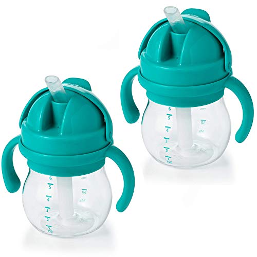 Product Cover OXO TOT Transitions Straw Cup with Removable Handles, Teal, 6 Ounce (2 Pack)