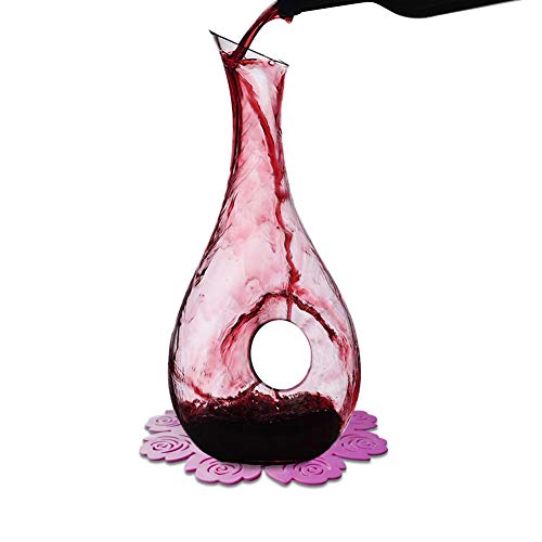 Product Cover USBOQO HBS 1.2 Liters Lead-Free Premium Crystal Glass Red Wine Decanter, Clear