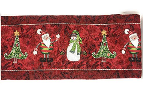 Product Cover Tache Here Comes Santa Claus Antique Vintage Christmas Eve Traditional Holiday Season Red Decorative Woven Tapestry Table Runners, 13x54