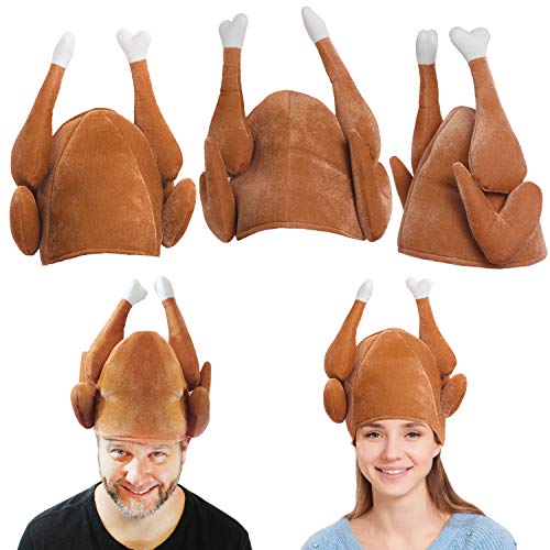 Product Cover Spooktacular Creations Plush Roasted Turkey Hats 3 Pack for Thanksgiving and Halloween Costume Dress Up Party