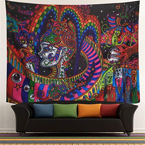 Product Cover Psychedelic Tapestry Wall Hanging Fantasy Magical Arabesque Tapestry Retro Pattern Wall Hanging Mandala Bohemian Wall Tapestry 3D Vision Nature Mysterious Tapestry Wall Hanging for Yoga Bedroom Decor